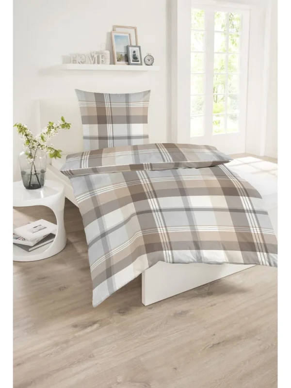 Schiesser Feinbiber-Bettwäsche-Set “Fenne” In Beige/ Grau 3