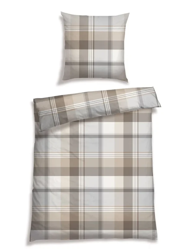 Schiesser Feinbiber-Bettwäsche-Set “Fenne” In Beige/ Grau 1