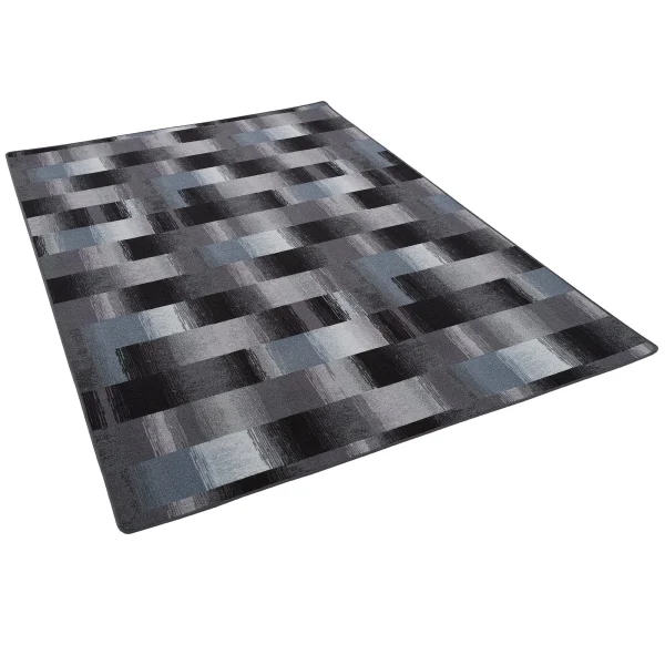 Snapstyle Designer Velour Teppich Mystic Karo In Blau Grau 3