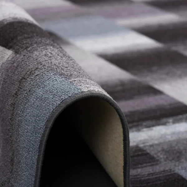 Snapstyle Designer Velour Teppich Mystic Karo In Blau Grau 4