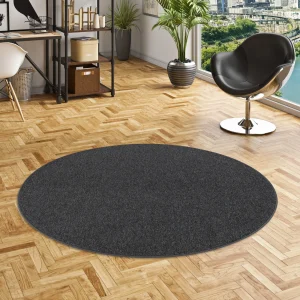 Snapstyle Feinschlingen Velour Teppich Strong Rund In Schwarz Grau 15