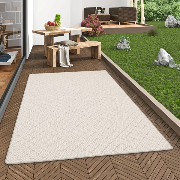 Snapstyle In & Outdoor Teppich Flachgewebe Oslo Karo Modern In Hellgrau 6