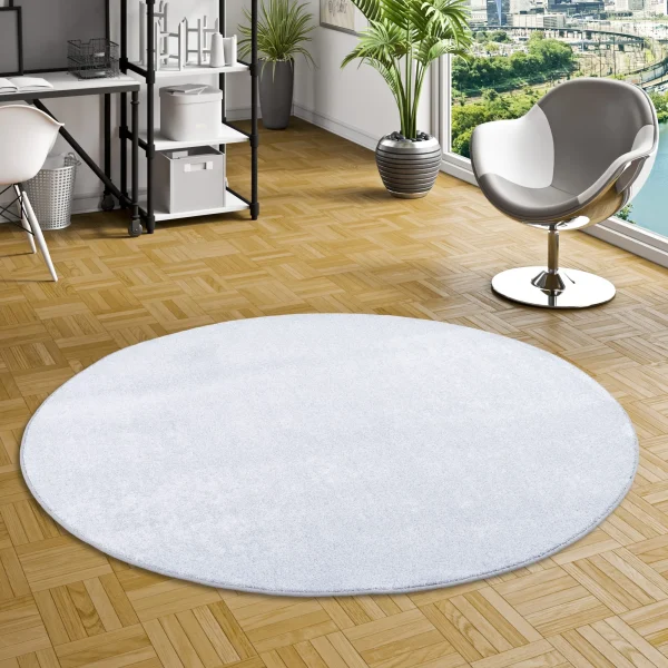Snapstyle Luxus Soft Velours Teppich Shine Rund In Silbergrau 6