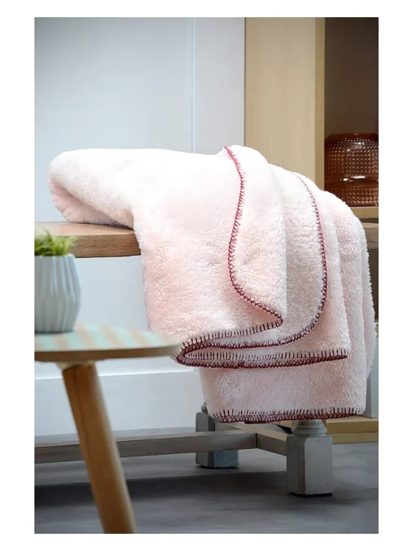 STOF France Plaid “Calin” In Rosa – (L)160 X (B)130 Cm 5