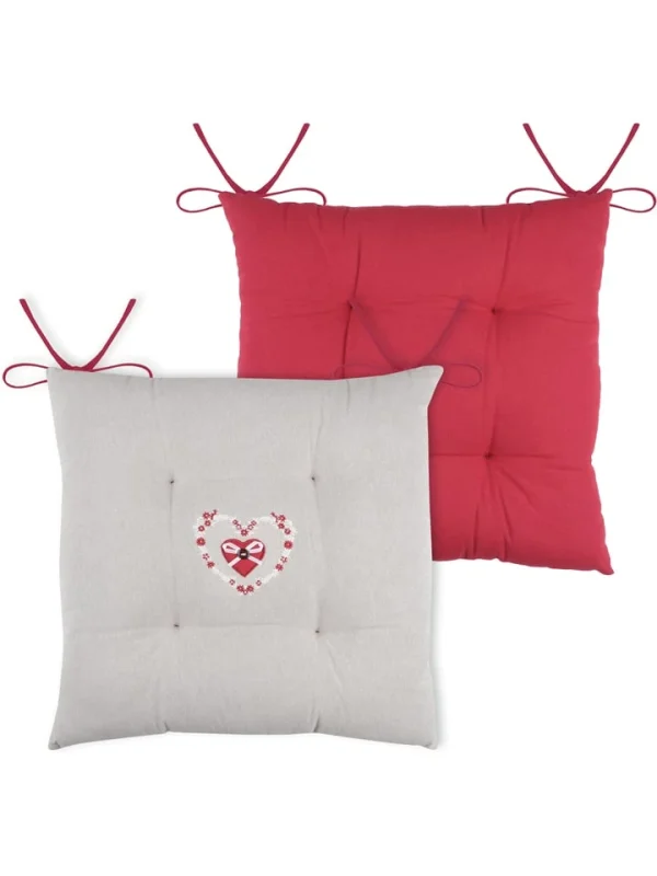 STOF France Sitzkissen “Pauline” In Rot/ Grau – (L)40 X (B)40 Cm 3