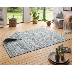 Teppich Boss In- & Outdoor Wendeteppich Aztec Grün/creme 10