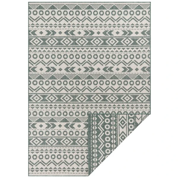 Teppich Boss In- & Outdoor Wendeteppich Aztec Grün/creme 1