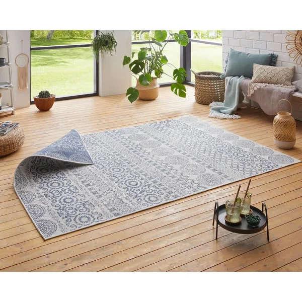 Teppich Boss In- & Outdoor Wendeteppich Ornato Blau/creme 4