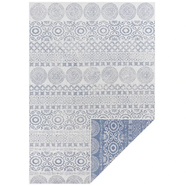 Teppich Boss In- & Outdoor Wendeteppich Ornato Blau/creme 1