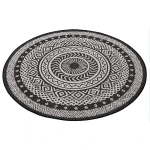 Teppich Boss In- Und Outdoor Teppich Laos, Rund Schwarz/creme 10