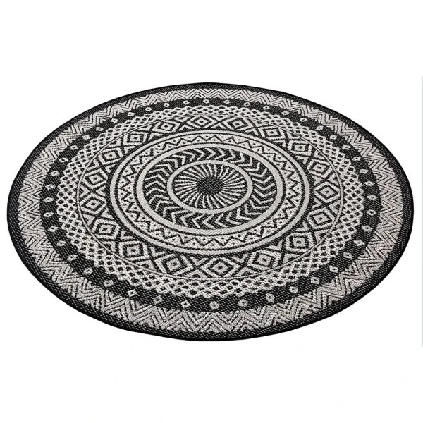 Teppich Boss In- Und Outdoor Teppich Laos, Rund Schwarz/creme 4