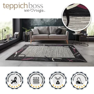 Teppich Boss Kurzflor Teppich Freaky Schwarz/violett 10
