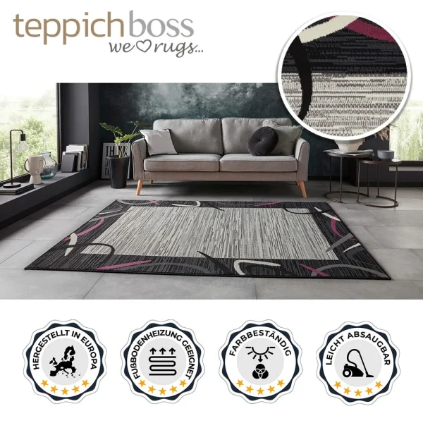 Teppich Boss Kurzflor Teppich Freaky Schwarz/violett 3