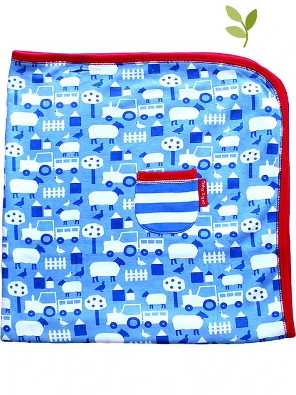 Toby Tiger Decke In Hellblau/ Weiß – (L)70 X (B)70 Cm 1