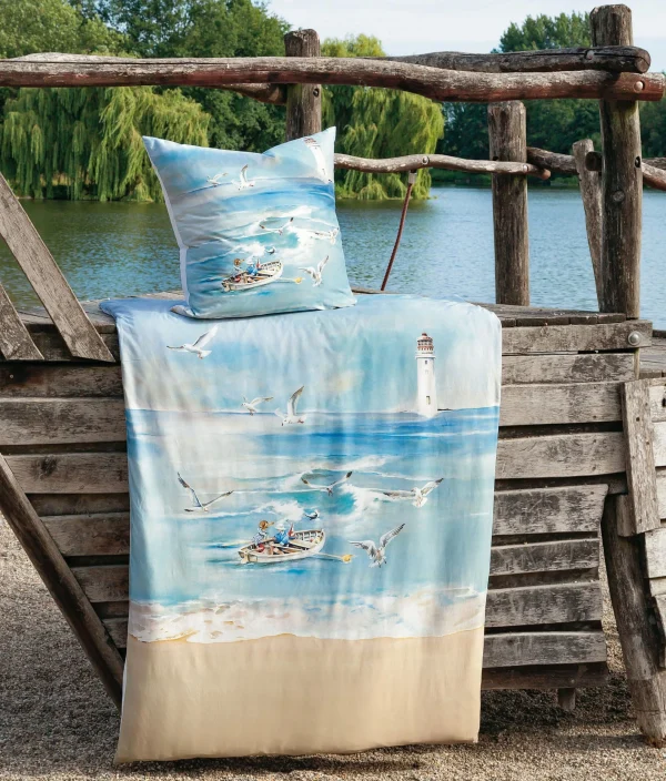 Traumschloss Satin Bettwäsche Garnitur – Meerblau In Blau 1
