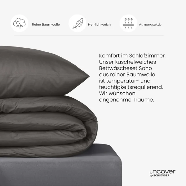 Uncover By Schiesser Bettwäscheset Soho In Dunkelgrau 5