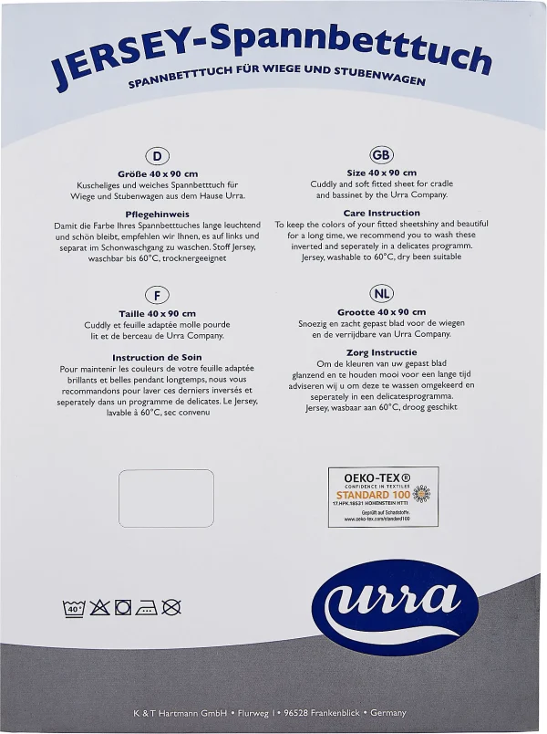 Urra Jersey Spannlaken, Weiß/grau, 40 X 90 Cm, 2er Pack 4