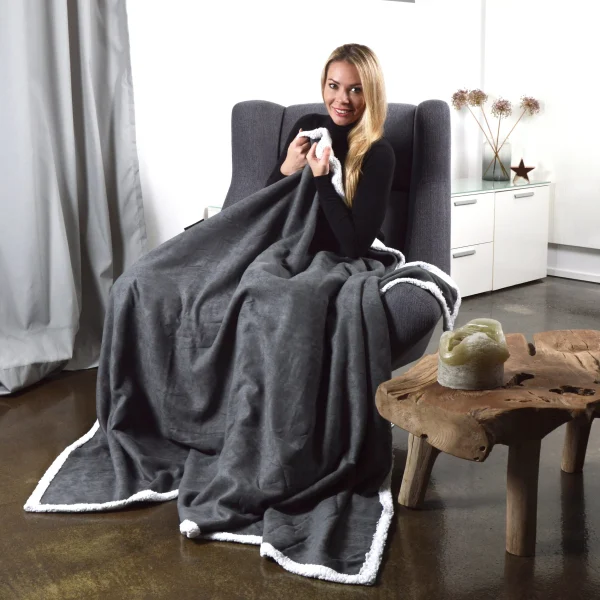 Vendôme Kuscheldecke ” Sherpa-Plüsch ” In Charcoal 7