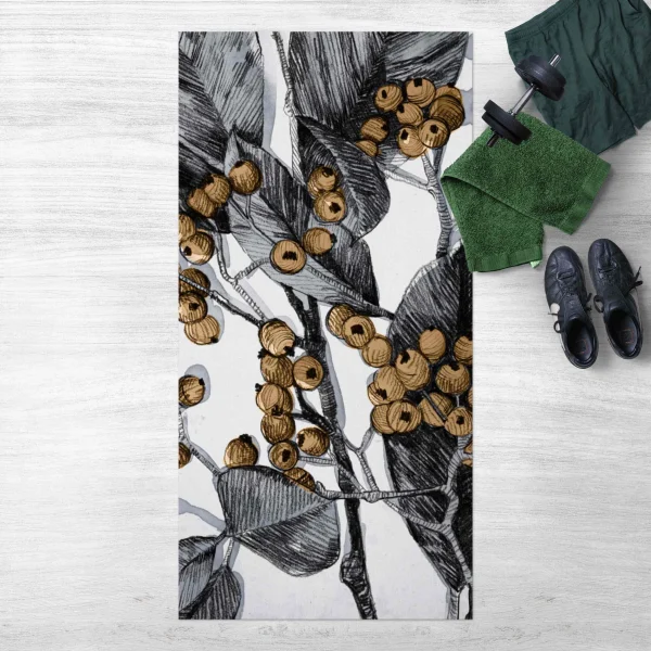 WallArt Vinyl-Teppich – Aquarellbeeren In Grau 3