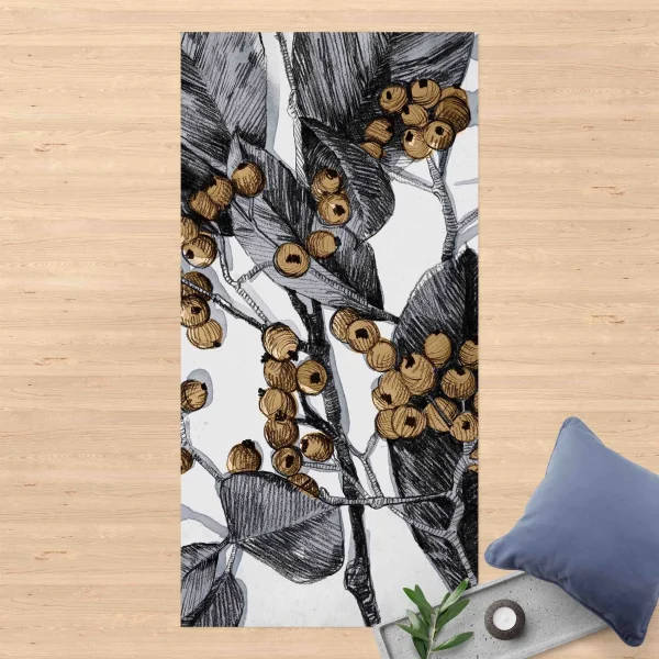 WallArt Vinyl-Teppich – Aquarellbeeren In Grau 4