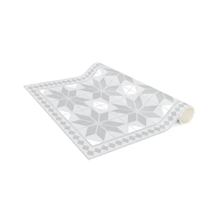 WallArt Vinyl-Teppich – Geometrische Fliesen Sternblume Mit Bordüre In Grau 19