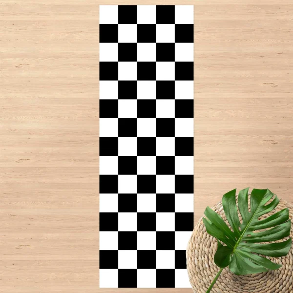 WallArt Vinyl-Teppich – Geometrisches Muster Schachbrett Schwarz Weiß In Schwarz-Weiß 3