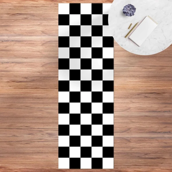 WallArt Vinyl-Teppich – Geometrisches Muster Schachbrett Schwarz Weiß In Schwarz-Weiß 4