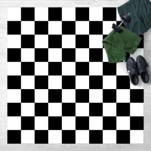 WallArt Vinyl-Teppich – Geometrisches Muster Schachbrett Schwarz Weiß In Schwarz-Weiß 11