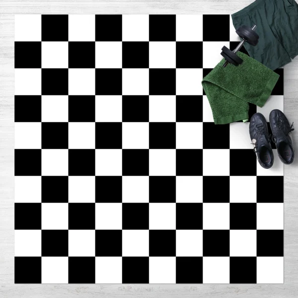 WallArt Vinyl-Teppich – Geometrisches Muster Schachbrett Schwarz Weiß In Schwarz-Weiß 3