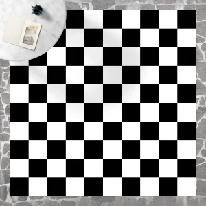 WallArt Vinyl-Teppich – Geometrisches Muster Schachbrett Schwarz Weiß In Schwarz-Weiß 13