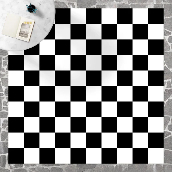 WallArt Vinyl-Teppich – Geometrisches Muster Schachbrett Schwarz Weiß In Schwarz-Weiß 4
