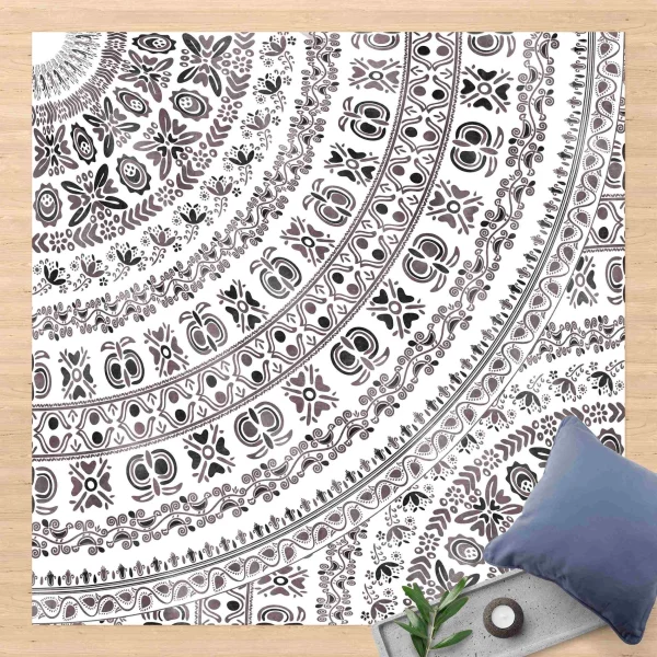 WallArt Vinyl-Teppich – Großes Boho Mandala In Braunschwarz In Braun 4