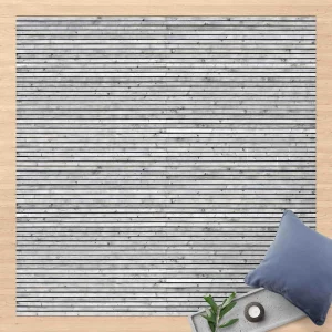 WallArt Vinyl-Teppich – Holzwand Mit Schmalen Leisten Schwarz Weiß In Schwarz-Weiß 11