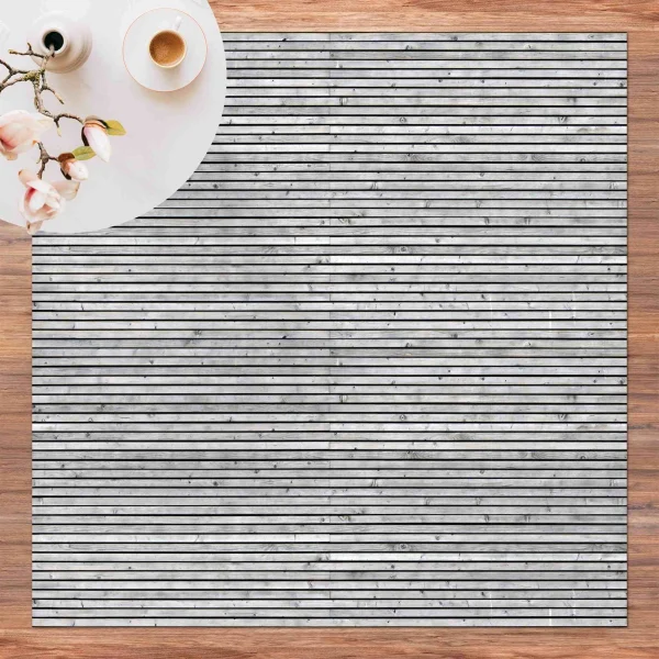 WallArt Vinyl-Teppich – Holzwand Mit Schmalen Leisten Schwarz Weiß In Schwarz-Weiß 4