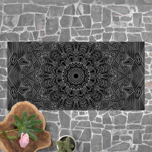 WallArt Vinyl-Teppich – Mandala Stern Muster Silber Schwarz In Silber 4
