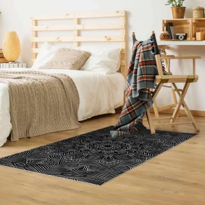 WallArt Vinyl-Teppich – Mandala Stern Muster Silber Schwarz In Silber 17