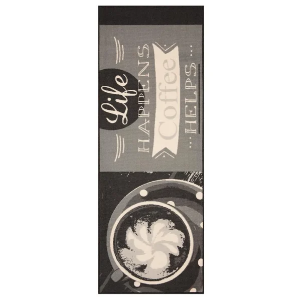 Zala Living Kurzflor Küchenläufer Life Happens Coffee Helps Grau 67×180 Cm 1